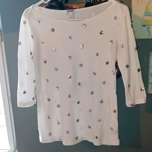 Old Navy Gold Sequin Clusters Top XS